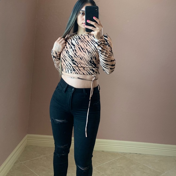 BRIANNA Open Back Top- brown - Picture 4 of 5